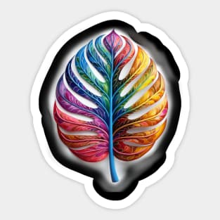 Rainbow monstera leaf Sticker